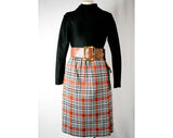 Size 6 Hipster 1960s Dress - Street Chic - Beatnik 60s Black & Brown Tailored Dress - Bold Belt - Deadstock - Bust 35 -Waist 26 - 40698-2