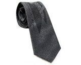 Art Deco Style Tie - Silver Gray Brocade Men's Necktie - Retro Hepcat Hipster Design from the 1980s - Blue Red Beige Metallic - City Streets