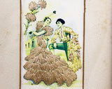 Madrid Spain Set of 3 Framed Pictures - Embroidered Authentic Vintage Postcards - Spanish Señoritas & Señors - Cadiz Malaga Aragon Cordoba