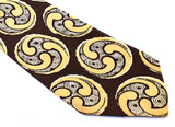 1940s Men's Tie - Van Gogh Print - 30s 40s Art Scene Necktie - Brown & Beige Silk Print - Autumn Circles Swirls - As Is Best for Costume