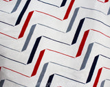 XS 1940s Deco Sun Dress - Size 2 Strapless Summer Full Skirted Frock - Geometric Striped Red, Navy Blue & Gray on White Cotton - Bust 31.5