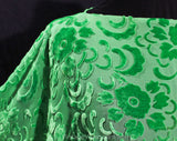 Large 1930s Style Top - Green Burnout Devore Velvet - 20s 30s Flapper Look Blouse - Deco Floral Blouson Shirt - Size 14 to 16 - Bust to 47