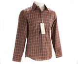 Men's Retro Western Shirt - 1970s 80s Cowboy Shirt - Wrangler Brown Plaid Cotton Mens Shirt - 70s Deadstock with Tag - Chest 39 - 50031
