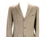 Large Men's Suit Jacket - 1950s 60s Gray Wool Tweed Blazer - Professor Style 50s Sport Coat - Handsome Striped Wool - 3-Button - Chest 44