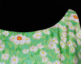 Size 4 Sun Dress - 1960s Spring Green Floral Silk Summer Blouson - Pretty Pink Daisy Floral Sleeveless - Late 50s Early 60s Small - Waist 25