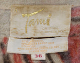 Medium 50s Angora Cardigan - Red Sketchy Print Lofty Knit - Size 8 Button Front Sweater - Avant Garde Mid Century Artsy Print - Bust 35
