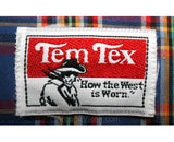 Men's Small Western Shirt - XS 1980s Cowboy Shirt - Blue Plaid Mens Rockabilly Shirt with Red Satin Detail - Teen Size - Chest 36 - 35780