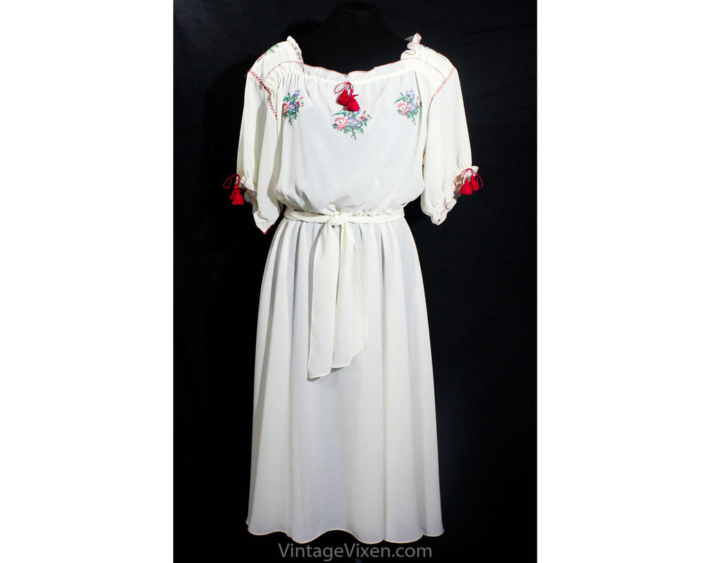 Large Designer Peasant Dress - Size 12 Bohemian Summer Frock with Cros Vintage Vixen Clothing Large Designer Peasant Dress - Size 12 Bohemian Summer Frock with Cros Vintage Vixen Clothing
