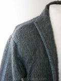 Size 6 Gray Designer Jacket - 80s Pewter Mohair Jacket with Leather Trim - Bill Haire - Haute Quality - Fall - Spring - Bust 38 - 38150-1