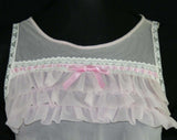 Size 8 Lilac Nightgown - 60s Lavender Purple Baby Doll Nightie - Ruffle Bust - Satin Ribbon - Bust 34.5 - Blanche Lingerie Deadstock 41193