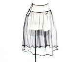 Size 2 50s Crinoline - XS Sheer Tulle 1950s Petticoat - See Through Black Net Under Skirt - 50's Pin Up Girl - Hexagon Veiling - Waist 24