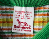 Gender Neutral 1960s Tank Top - 18 Month Toddler Shirt - Sleeveless Girl's Boy's Summer Striped Green Orange Yellow Knit - 60s 70s Deadstock