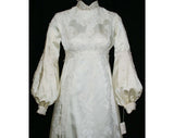 Size 8 Wedding Dress - Gorgeous Pearls & Lace-on-Satin Bridal Gown with Formal Detachable Train - 1960s Empire - Deadstock - Bust 34.5