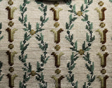 1960s Needlepoint Handbag - Laurel Wreath Vines Purse - 60s Elegant Tapestry Style Bag - Beige Green Taupe - Grecian Greek Neoclassical