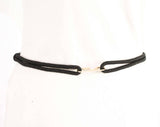 Size 10 Belt - 1980s Knotted Black Cord & Jeweltone Beads - Elegant Dressy 80s Artisan Jewelry for the Waist - Purple Orange Silver - 48981