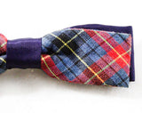 50s Boy's Bowtie - Red & Blue Tartan Plaid Boys Bow Tie - Preppie 1950s 1960s Mid Century Children's Accessories - Cute Clip On Child's Tie
