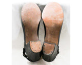 Size 6 1940s Black Shoes - Beautiful Peep Toe 40s Pumps with Broguing & Slingback - 6M WWII Swing Era 40's Deadstock Shoe - Fancy Free