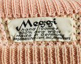 Size 4 Pink Sweater - Late 1950s Early 1960s Wool Pullover - Winter Ski Bunny 60s Preppie Cute - Oversized Fine Waffle Knit from Germany
