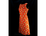 Size 10 Orange Dress - 1960s Floral Cotton by Liberty of London - 60s Soft Tailored Sleeveless Summer Shift - Co Co Shop Label - 46815