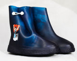 Child Size 11 Super Hero Galoshes - Authentic 1960s Child's Rain Boots with Cartoon Astronaut - Waterproof Rubber Overshoe - 60s Deadstock