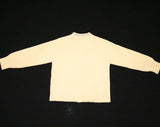 50s Girl's Cardigan - Size 4 to 5 - Button Front Sweater - Ivory Wool Knit - Late 1950s - Baby Blue & Gray Trim - Modern - European - 41991