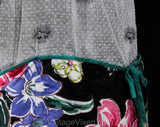 1950s Floral Cotton Apron - Sheer White Dotted Swiss Organdy & Polished Chintz Half-Apron - Size Small Medium - As Is Shabby 50s Tea Party