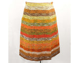 Size 8 Boho Dress Set - Terrific Artisan Chic Hippie Vest & Casual Wrap Skirt - Rustic 60s 70s Boucle Wool Stripe - Red Orange Avocado Green