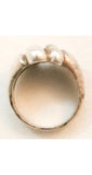 Sterling Silverplate Flourish Ring - Size 9 - Fluid Elegant Disco Era 1970s Jewelry - Cocktail Style Silver 70s Ring - 38340-1