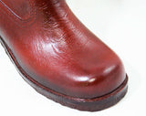 Size 5 Mod 60s Boots - Burnt Orange Waterproof Vinyl - 1960s Street Style - Diamond Pattern - Fleece Lined - Unworn - Deadstock - 43151-2