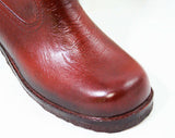 Size 5 Mod 60s Boots - Burnt Orange Waterproof Vinyl - 1960s Street Style - Diamond Pattern - Fleece Lined - Unworn - Deadstock - 43151-1