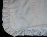 Baby Boy's Crib Blanket - 1950s Soft Blue Coverlet & Matching Pillow - 50s - Trapunto Chain Stitching - 'Baby' in Cursive - Layette - 43887