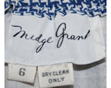 Medium Size Hippie Skirt - Prairie 1970s Navy Print Quilter's Skirt - Size 10 to 12 - Blue and White Cotton - Unworn - Midge Grant - 32672-1