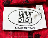 50s Red Men's Tie - 1950s Maroon Tropical Leaves Mens Necktie - Triangles Brocade - Men's Mid Century Haberdashery - Bamba's Label Italy