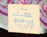 1960s Kitchen Curtain Fabric - Pink & Purple Leaves - 2 Yards x 44.5" Wide - 60s Sheer White Nylon 1960s Housewife Yardage - Scallop Border