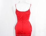 Size 8 Red Disco Dress - Sexy 1970s 80s Jersey Knit Cocktail by Night Visionz California - Deco Inspired 70s Evening Glamor - Beaded Swag