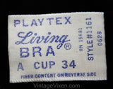 32A Black Bra - ca. 1963 Perky Black Brassiere with Half Sheer Cups - Style 1161 Deadstock NIB by Playtex Living - Size 32 A - Bust 32 to 35