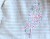 50s Baby Dress - Size 6 Months - 1950s White Cotton Frock - Antique Style Layette - Pink & Blue Flower Bouquet Embroidery - Hand Sewn Detail