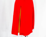 Size 0 Pedal Pusher Skirt - XXS 1960s Red Wool Skirt with Yellow Daisy Print Short Pants Lining - 60s Girl Friday NWT Deadstock - Waist 23.5
