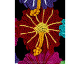 Size 8 Hibiscus Summer Top - 1990s Designer Label - Tropical Red Turquoise Purple Pink Yellow Crochet Appliques - 90s See Through - Bust 36