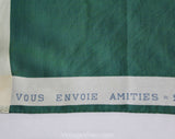 Christian Dior Telegram Scarf - Bottle Green Cotton Chameleon Cloth - Sending You Friendship Affection Tenderness - Hand Rolled Hems