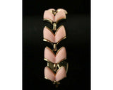 1950s Pink Plastic Chevrons Vintage Bracelet - Spring Summer 1950s Bracelet - Rockabilly Thermoset Jewelry - Femme - V Shape - 40143-1