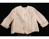 Baby Girl's 1930s Jacket - Size 3 to 6 Months - Authentic 30s Infant Child's Pink Organdy Top with Baby Animals Embroidery - Chest 18
