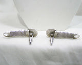 Big Bold Cufflinks - Faceted Gray Glass & Silver Hue Metal - 1960s Men's Cuff Links - 60s Pimp Style Jewelry - Nugget Like Metal - Gift Idea