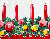 Small Christmas Apron - 1950s Holiday Novelty Print - Cute Candles 50s Housewife - International Merry Christmas Feliz Navidad - Waist to 25