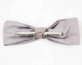 1940s Men's Bow Tie - Skinny Mens 40s 50s Satin Bowtie - Clip On Tie - Dove Gray & Lavender Purple Lattice Pattern Swing Era Cravat
