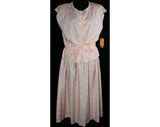 Size 4 Prairie Peach Calico Cotton 2-Pc Dress - Sleeveless Pastel Summer Top & Skirt - 80s NWT Deadstock - Mint Condition - Waist 25 - 33348