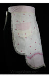 Wonderful 1930s Hearts Cotton Apron - Lavender Purple Sweetheart Novelty Print Apron - Size XS S M - Crochet Trim - Waist 24 to 28 - 30442