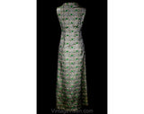 Size 6 Green Brocade Evening Dress - Sleeveless 1960s Pistachio Mint & Metallic Gold Satin - 60s Formal Gown - Dynasty Hong Kong - Bust 33.5