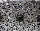 1960s Silver Box Purse, Size 5 1/2 Gladiator Shoes, and Belt Set - Metallic Leather with Rhinestones, Cord & Studs - 60s Sandals by Sbicca