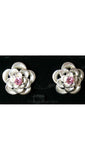 Pretty 50s Silver & Pink Flower Earrings - Spring Metal Floral 1950s Clips - Nice Quality - Sweet and Sophisticated - Clip On - 38443-1